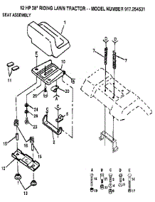 Seat Assembly parts for Craftsman Front-Engine Lawn Tractor 917254531 from AppliancePartsPros.com
