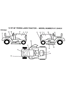 Decals parts for Craftsman Front-Engine Lawn Tractor 917254531 from AppliancePartsPros.com