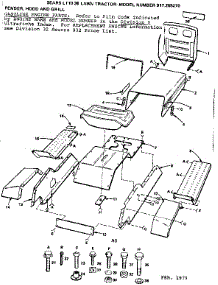 Fender, Hood And Grill parts for Craftsman Front-Engine Lawn Tractor 917255270 from AppliancePartsPros.com