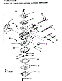 Carburetor parts for Craftsman Chainsaw 917352560 from AppliancePartsPros.com
