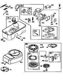 Carburetor And Rewind Starter Assembly parts for Briggs & Stratton Lawn & Garden Engine 9D902-2085-E2 from AppliancePartsPros.com