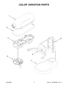 Color Variation Parts parts for Kitchenaid Stand Mixer 9KSM5580XWH0 from AppliancePartsPros.com