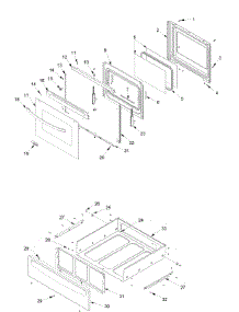 Oven Door And Storage Drawer parts for Amana Electric Range ACF4215AB-PACF4215AB1 from AppliancePartsPros.com