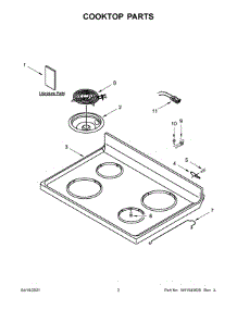Cooktop Parts parts for Amana Electric Range ACR2303MFW5 from AppliancePartsPros.com