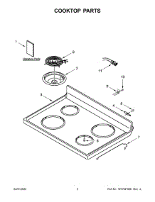 Cooktop Parts parts for Amana Electric Range ACR2303MFW7 from AppliancePartsPros.com