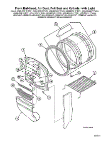 Front Bulkhead / Air Duct / Felt Seal / Cylinder W /  Light parts for Speed Queen Dryer ADG3LRGS111TW01 from AppliancePartsPros.com