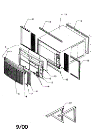 Outercase / Curtain / Front Assembly parts for Amana Room Air Conditioner AE18090C2D-P1225033R from AppliancePartsPros.com