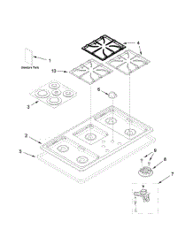 Cooktop, Burner And Grate Parts parts for Amana Gas Cooktop AGC6356KFW00 from AppliancePartsPros.com