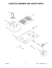 Cooktop, Burner And Grate Parts parts for Amana Gas Cooktop AGC6540KFS05 from AppliancePartsPros.com