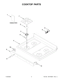 Cooktop Parts parts for Amana Gas Range AGR6603SMS1 from AppliancePartsPros.com