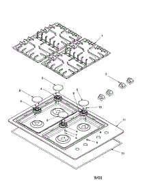 Main Top parts for Amana Gas Cooktop AKS3080SS-PAKS3080SS0 from AppliancePartsPros.com