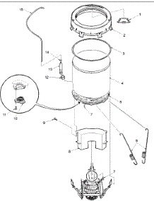 Outer Tub And Pressure Tube parts for Amana Washer ALW540RMC-PALW540RMC1 from AppliancePartsPros.com