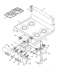 Main Top And Backguard parts for Amana Gas Range ARO3100W-P1143358NW from AppliancePartsPros.com