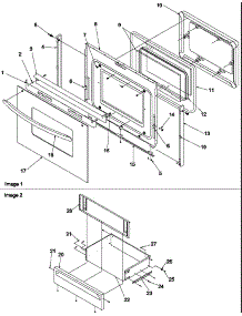 Oven Door And Storage Drawer parts for Amana Electric Range ARR3400W-P1143679NW from AppliancePartsPros.com