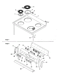 Main Top And Backguard parts for Amana Electric Range ARR6202L-P1143684NL from AppliancePartsPros.com