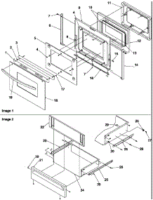Oven Door And Storage Drawer parts for Amana Electric Range ARRS6550E-P1130647NE from AppliancePartsPros.com
