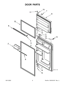 Door Parts parts for Whirlpool Top-Mount Refrigerator ART316TFDW02 from AppliancePartsPros.com