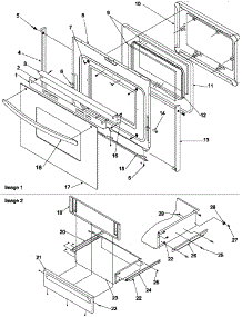 Oven Door And Storage Drawer parts for Amana Electric Range ART6001W/P1143441NW from AppliancePartsPros.com
