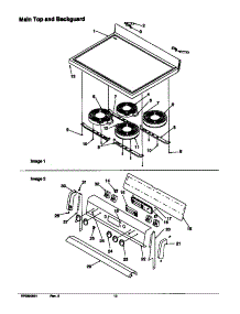 Main Top And Backguard parts for Amana Electric Range ART6112WW-P1143622NWW from AppliancePartsPros.com