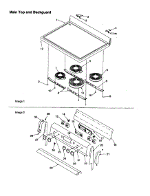 Maintop And Backguard parts for Amana Electric Range ART6121E-P1143812NE from AppliancePartsPros.com