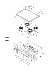 Maintop And Backguard parts for Amana Electric Range ARTC7121CC-P1143843NCC from AppliancePartsPros.com