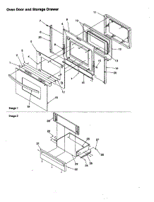 Oven Door And Storage Drawer parts for Amana Electric Range ARTSC8650WW-P1130679NWW from AppliancePartsPros.com