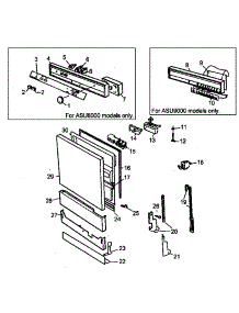 Door / Control Assembly Parts parts for Amana Dishwasher ASU8000CBB-P1182602W from AppliancePartsPros.com