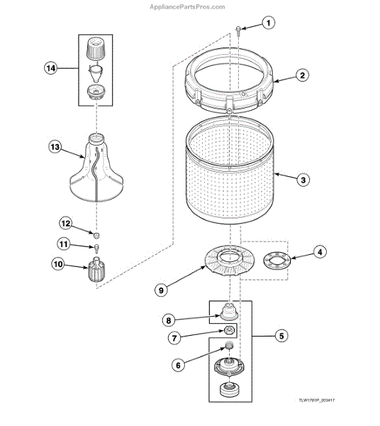 Parts for Alliance AWN432SP113TW04: Agitator / Fabric Softener