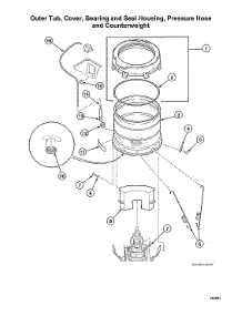 Outer Tub / Cover / Bearing / Seal Housing / Pressure Hose / Counterweight parts for Speed Queen Washer AWN632SP116TW01 from AppliancePartsPros.com