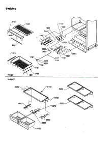 Shelving parts for Amana Bottom-Mount Refrigerator B136CAL1-P1318403W from AppliancePartsPros.com