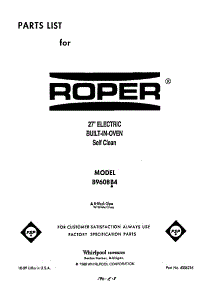 Front Cover parts for Roper Electric Range B9608*4 from AppliancePartsPros.com