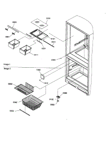 Crisper / Freezer Feature Assemblies parts for Amana Bottom-Mount Refrigerator BG18VL-P1320704WL from AppliancePartsPros.com