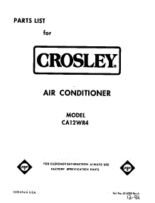 Front Cover parts for Crosley Room Air Conditioner CA12W04 from AppliancePartsPros.com