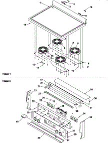 Main Top And Backguard parts for Amana Electric Range CARTC7500E-P1143467NE from AppliancePartsPros.com