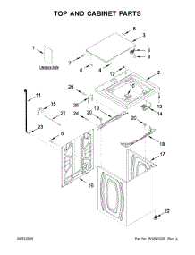Top And Cabinet Parts parts for Crosley Washer CAW8350EW2 from AppliancePartsPros.com