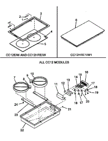 Glass Cooktop Module - All Cc12 (Cc12hre1 / P1133372n) (Cc12hrw1 / P1133372n) parts for Amana Electric Range CC12HRE1-P1133372N from AppliancePartsPros.com