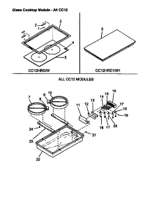 Glass Cooktop Module - All Cc12 (Cc12hre / P1133347n) (Cc12hrw / P1133347n) parts for Amana Electric Range CC12HRW-P1133347N from AppliancePartsPros.com