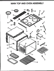 Main Top And Oven Assembly parts for Amana Electric Range CC24/P1133332N from AppliancePartsPros.com
