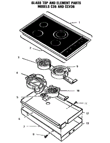 Glass Top And Elements (C36) (Ccv36) parts for Thermador Electric Cooktop CCV30 from AppliancePartsPros.com