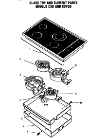 Glass Top And Elements (C30) (Ccv30) parts for Thermador Electric Cooktop CCV30 from AppliancePartsPros.com