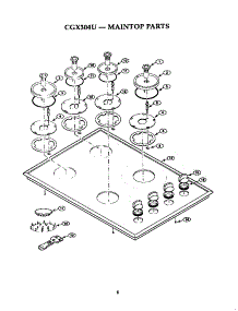Maintop parts for Thermador Gas Cooktop CGX304U from AppliancePartsPros.com