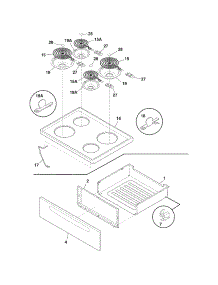 Top / Drawer parts for Crosley Electric Range CRE3500GWBB from AppliancePartsPros.com