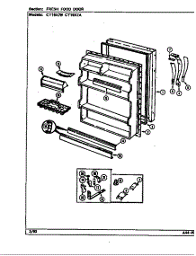 Fresh Food Door (Ct19x7a / Dc67a) (Ct19x7w / Dc66a) parts for Crosley Top-Mount Refrigerator CT19X7W/DC67A from AppliancePartsPros.com
