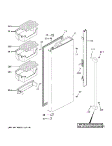 Fresh Food Door - Lh parts for Ge Bottom-Mount Refrigerator CWE19SP2NKS1 from AppliancePartsPros.com