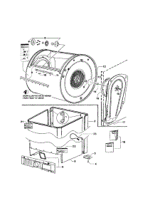 Cabinet / Drum / Inlet Duct parts for  Dryer DE62T27GW1-96140A from AppliancePartsPros.com