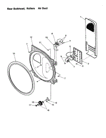 Rear Bulkhead, Rollers / Air Duct parts for Amana Dryer DLE330RA-PDLE330RA from AppliancePartsPros.com