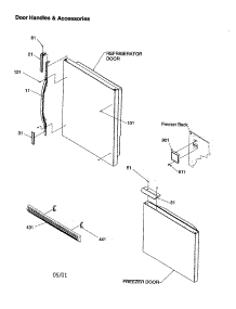 Door Handles And Accessories parts for Amana Bottom-Mount Refrigerator DRB2101AC-PDRB2101AC0 from AppliancePartsPros.com