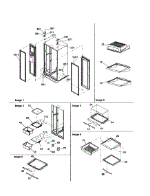 Hinges And Refrigerator Shelving parts for Amana Side-By-Side Refrigerator DRS2462BW-PDRS2462BW0 from AppliancePartsPros.com