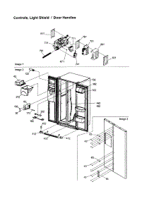 Controls, Light Shield / Door Handles parts for Amana Side-By-Side Refrigerator DRS246RBC-PDRS246RBC0 from AppliancePartsPros.com