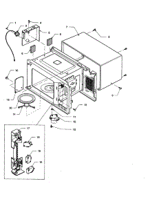 Oven Cavity / Latch Assembly parts for Amana Countertop Microwave F1331E-P1323104M from AppliancePartsPros.com